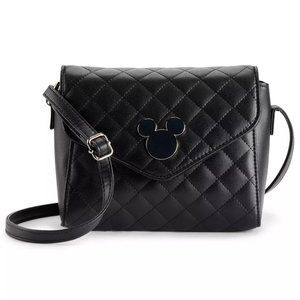 Disney Mickey Mouse Crossbody Purse with Silohuette Badge - Shoulder Bag
